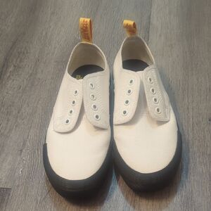 Dr. Martens White Canvas Sneakers with Black Soles